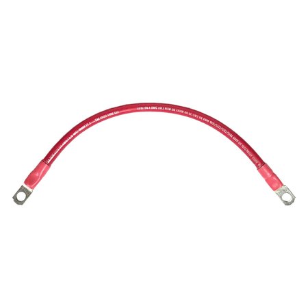 REMINGTON INDUSTRIES Marine Battery Cable, 4 AWG Gauge, Tinned Copper w/ Red PVC, 12" Length, 3/8" Lugs 4-3MBCRED12